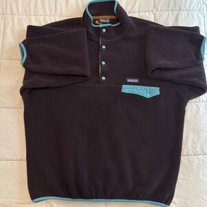 Patagonia Synchilla Pullover. Brown with Teal Accents.